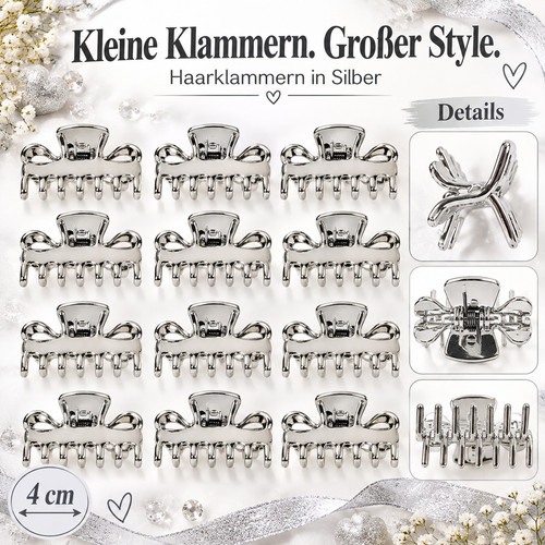 12x haarklammern silber - 12x,