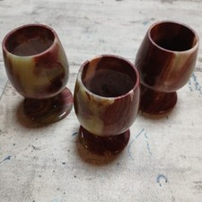 3 Alte Onyx Gläser Original Mexiko Handarbeit Edel Exquisit Dekor Genuß Festlich