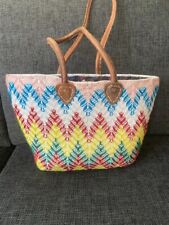 STRANDKORB PALMTASCHE STROHTASCHE Handgefertigt mit Leder, Badetasche