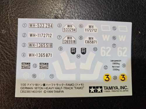 Kfz famo 18to decals - -,