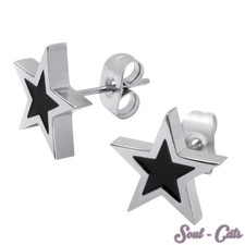 1 Paar Ohrstecker Stern schwarz Edelstahl Ohrringe Ohrschmuck Punk Alternative