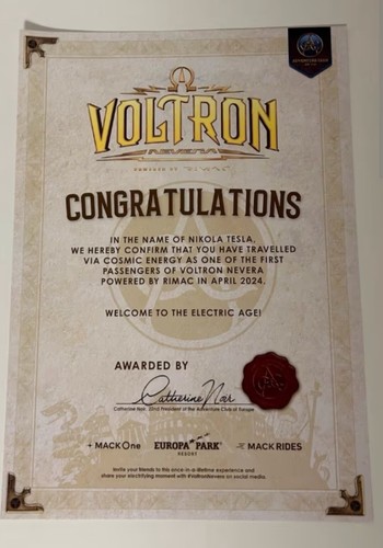 Voltron europapark urkunde - voltron,