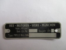 Nameplate plate vintage Rex