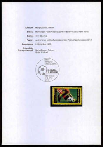 Brd schmuckblatt 1995 fussball - brd,
