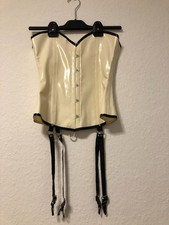 Cremeweißes Latex Korsett /Corsage mit Strapse, Größe S/M, Zofe, BDSM, Maid