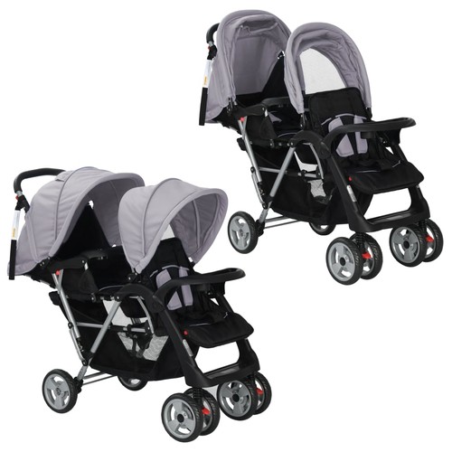 Tandem kinderwagen stahl - tandem-kinderwagen, grau