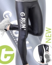 TWIOO Herren Lauftights Running Tights Nylon Lycra glänzend schwarz blau