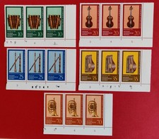 DDR 1977, Mi.-Nr. 2224-2228**, "Musikinstrumente", 3er, postfrisch, ungefaltet