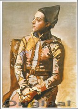AK Pablo Picasso - Arlequin Assis / Der sitzende Harlekin, 1923 (Postkarte)