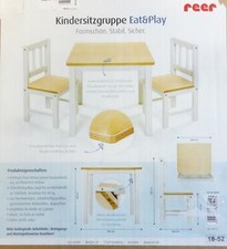 Reer 69001  Kindersitzgruppe Eat & Play Kindertisch zwei Kinderstühlen,Holz DX9