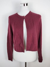 Zero Bolero Damen Gr. 36 Bordeaux Langarm Knopf Strukturiert Wolle Elegant