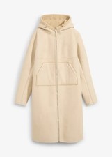 Oversized Lederimitatmantel Teddyfutter Gr. 44 Hellsand Damen-Mantel Coat Neu