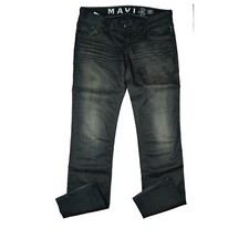 MAVI Olivia Damen Jeans Stretch Hose Low Straight 42 XL W32 L34 grau Leder Optik