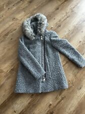 s. Oliver Woll Mantel Jacke mit Kunstfellkapuze (grau)  Damen  Gr. L 