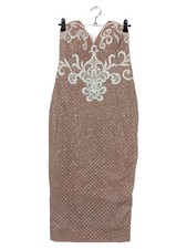 SCARLETT & JO Bleistiftkleid Damen 40/L Braun Pailletten Stickerei Festlich