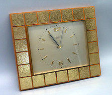 Diehl Wanduhr Vintage Holz/Messingbeschlag 60er 70er- defekt- 26 x 30 cm