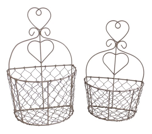 2er set draht wandkörbe - set,