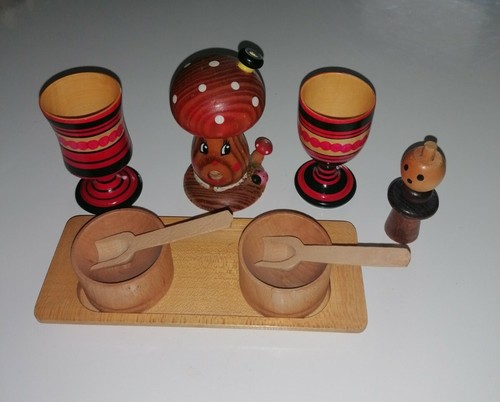 Ddr menage holzpilz eierbecher - ddr,