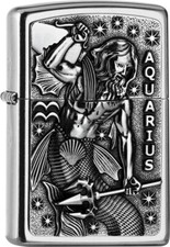ZIPPO chrome Plakette Aquarius