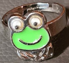 Verstellbarer grüner Kinderring Motiv Frosch mit kullernden Augen NEU!!!