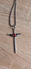 Edelstahlkette mit Granatkreuz