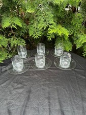 6 Teegläser ohne Henkel mit Teeuntersetzer Kaffeeglas  Silberrand Füllmenge 100m