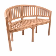 DIVERO Bananenbank 2-Sitzer aus Teak Holz braun behandelt Gartenbank Parkbank