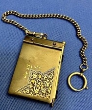 Antik Notizbuch Stahl/Silber/Gold tauschiert Toledo-Damaszene Arbeit Kette/Stift