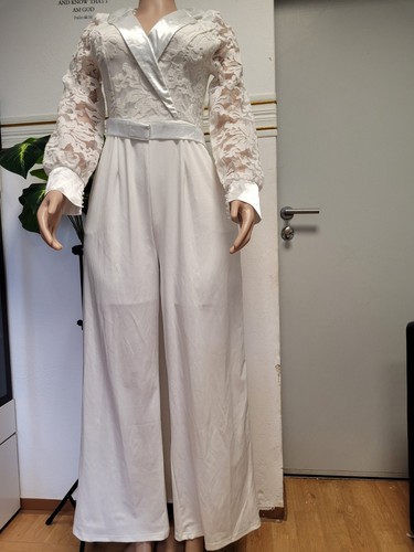 Damen jumpsuit weiß spitze - jumpsuit,