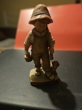 Holzfigur Bauernjunge mit Hund