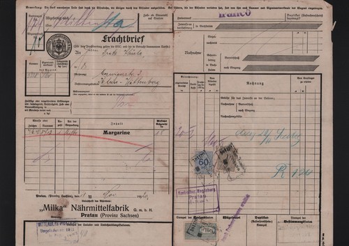 Frachtbrief 1920 milka - frachtbrief, 1920,