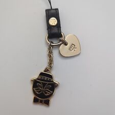 MCM Schlüsselanhänger Damen schwarz Herz Katze mit Hut Schnurrbart Anhänger