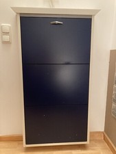 Schuhschrank Hochglanz NP 249€ weiß blau sehr hochwertig white blue massiv Holz