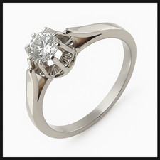 18K 750 Gold Solitaire Ring 0,40 Ct Diamond RG 50 Solitär Diamant Damen Weißgold