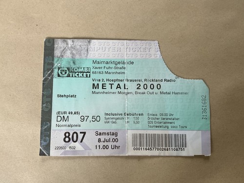 Metal 2000 old tickets - metal,