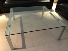 Couchtisch Rolf Benz Glas Metall 99x99x39