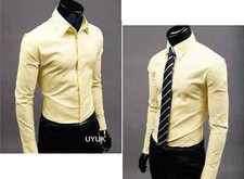 Herren Slim Fit Hemd Business Bügelleicht Langarm Shirt Anzug Hemden Hochzeit DE