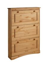 Schuhschrank mit 3 Klappen Schrank aus Massivholz