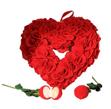 Wedding Hochzeitsdekoration Rosenherz und 2 Rosen Etuis für Trauringe - 20583 – 