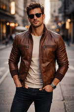 Herren Echt Lammfell Leder