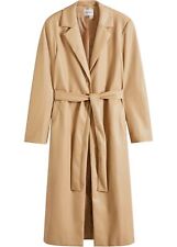 Lederimitat-Mantel mit Gürtel Gr. 50 Latte Macchiato Damenmantel Jacke Coat Neu