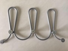 Garderobe Hakenleiste 21x38cm grau Metall wie neu Kleiderhaken Wandhaken 3 Haken