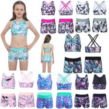 Mädchen Bikini Tankini Set 2 Teiliger Badeanzug Bedruckte Tank Tops Badeshorts