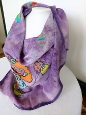 Seidentuch 90x90, Crepe Satin, handbemalt, 100%Seide, handrolliert, 