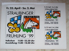 2(  255)   Aufkleber  Straubing , Straubinger Frühling, Volksfest 1999