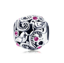 Charm Perle  Kugel Vogel 925 Silber Steinchen - Anhänger für Pandora Armband