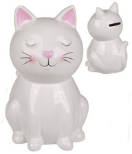 Keramik spardose katze weiß - keramik,