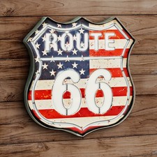 Blechschild US Route 66 LED