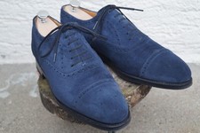 J.FITZPATRICK Oxford Dark Sapphire suede UK8 Goodyear Welted/Rahmengenäht 
