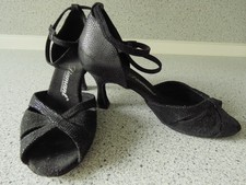 Elegante Tanz-/Tangoschuhe, schwarz, Riemchen, Gr. 4.5, Leder, Diamant, H 6cm 